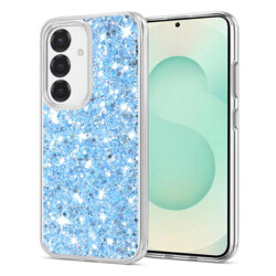 Husa cu sclipici Samsung Galaxy S25 Plus Techsuit Sparkly Glitter, bleu