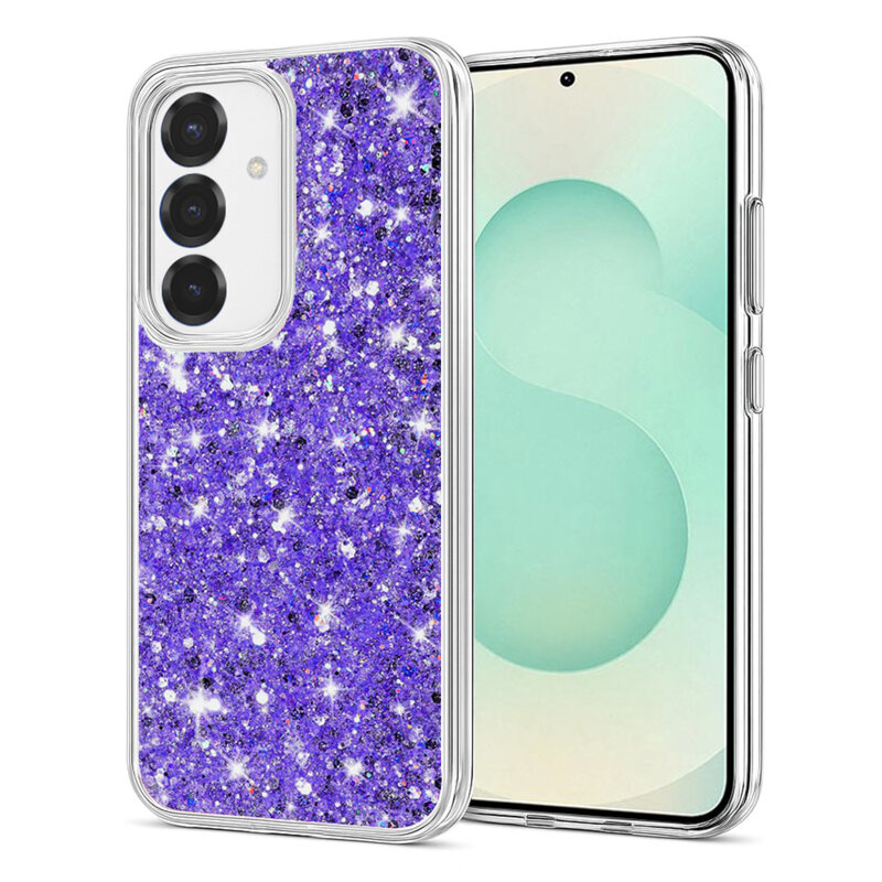 Husa cu sclipici Samsung Galaxy S25 Plus Techsuit Sparkly Glitter, mov