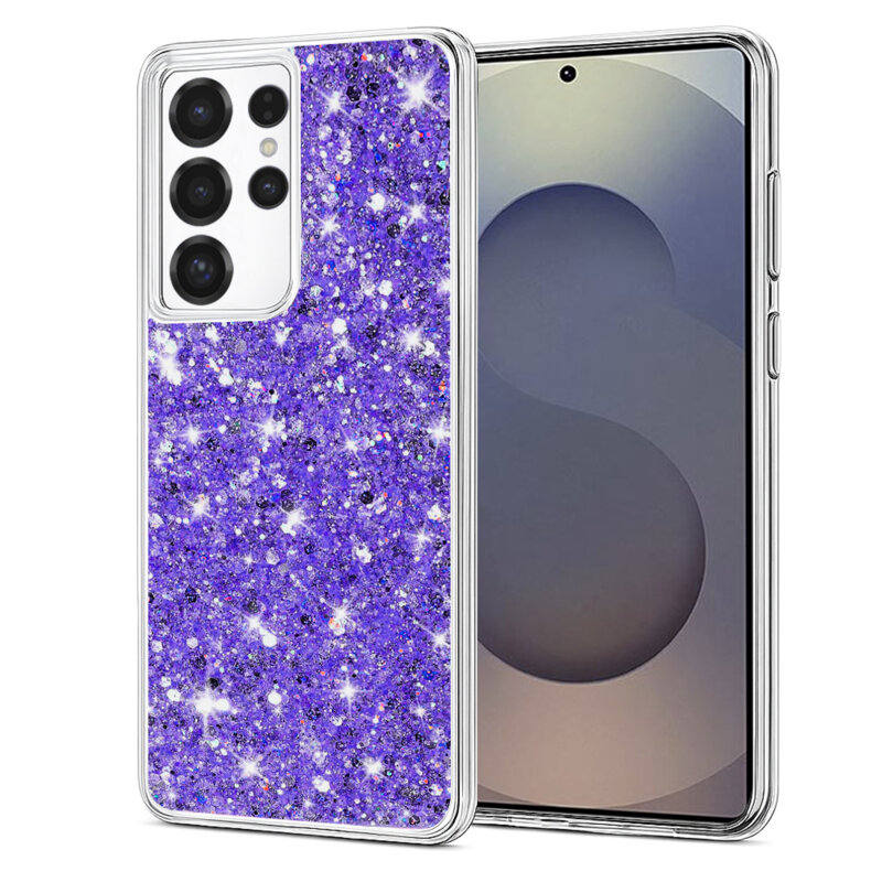 Husa cu sclipici Samsung Galaxy S25 Ultra Techsuit Sparkly Glitter, mov