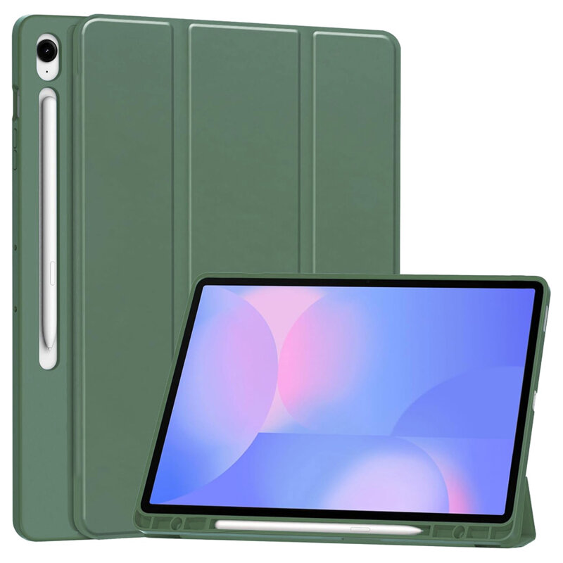 Husa Samsung Galaxy Tab S10 FE Plus Techsuit Flex Trifold Pen, verde inchis