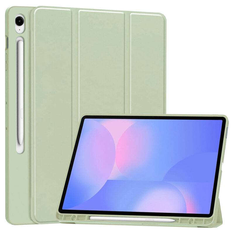 Husa Samsung Galaxy Tab S10 FE Plus Techsuit Flex Trifold Pen, verde deschis