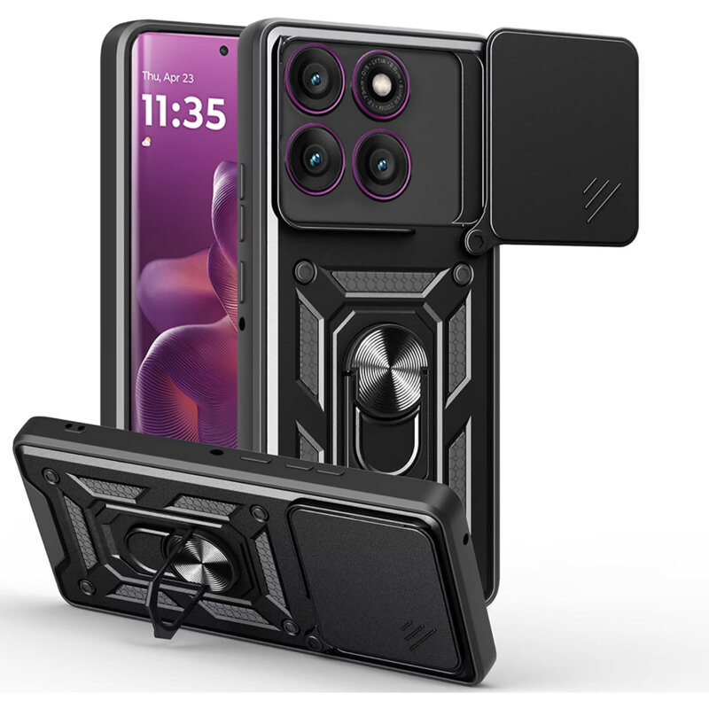 Husa Motorola Edge 60 Pro protectie camera Techsuit CamShield Series, negru