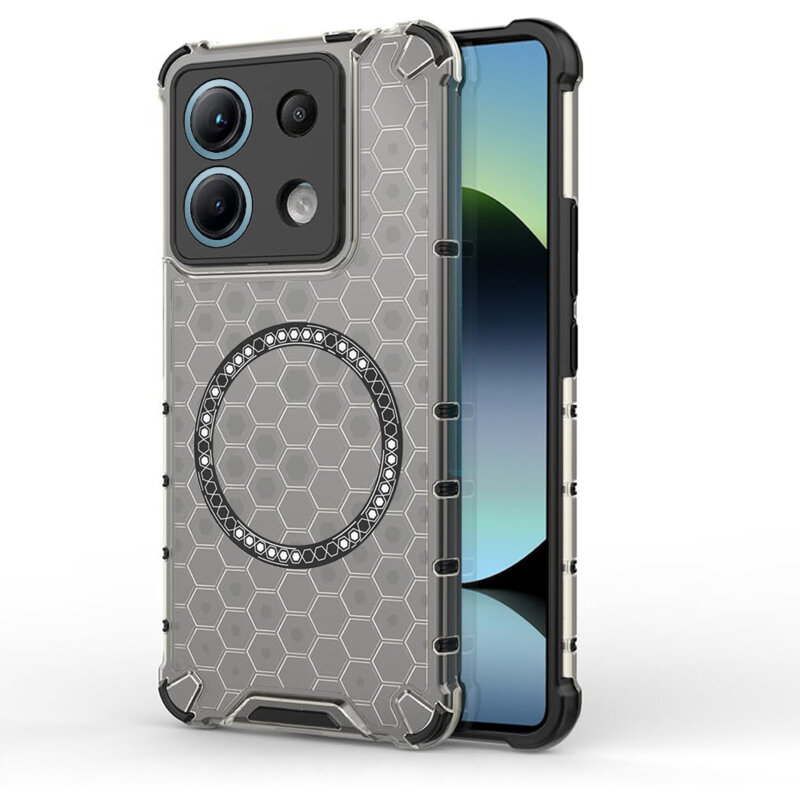 Husa transparenta Xiaomi Redmi Note 14S Techsuit HoneyComb Shield MagSafe, negru