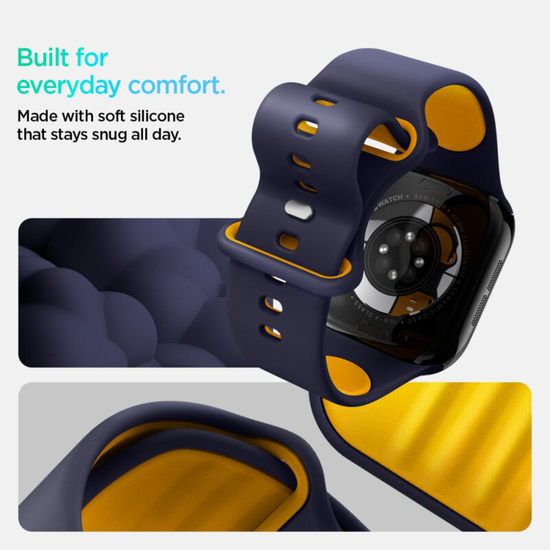 Curea Apple Watch 9 41mm Spigen Nano Pop, bleumarin
