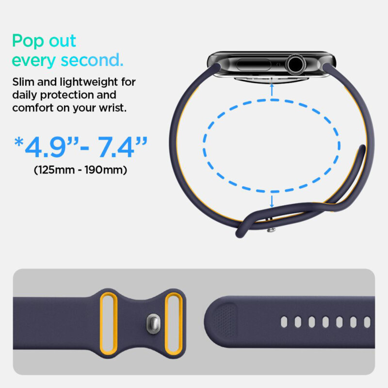 Curea Apple Watch 10 42mm Spigen Nano Pop, bleumarin