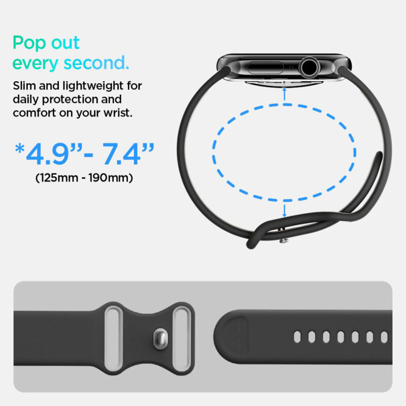 Curea Apple Watch 9 41mm Spigen Nano Pop, negru