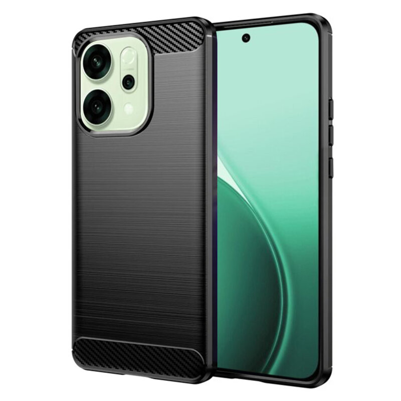Husa Oppo Reno14 Techsuit Carbon Silicone, negru