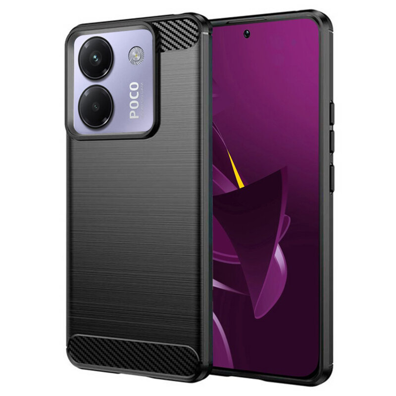 Husa Xiaomi Poco M7 Pro 5G Techsuit Carbon Silicone, negru