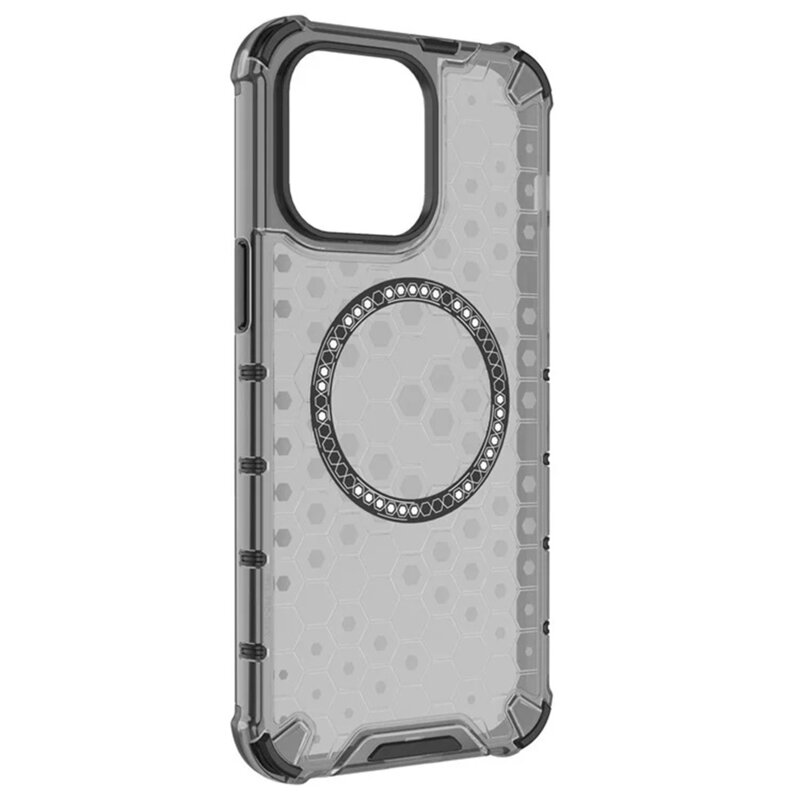 Husa transparenta iPhone 14 Pro Techsuit HoneyComb Shield MagSafe, negru