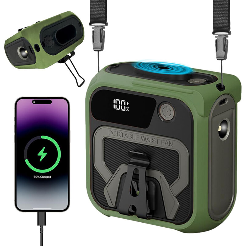 Mini ventilator portabil premium 10000mAh Techsuit Z13, verde