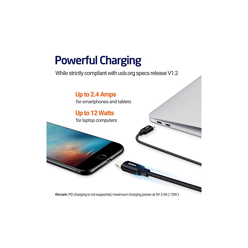 Cablu de date ESR Type-C-Lightning 1M 2.4A Rosu