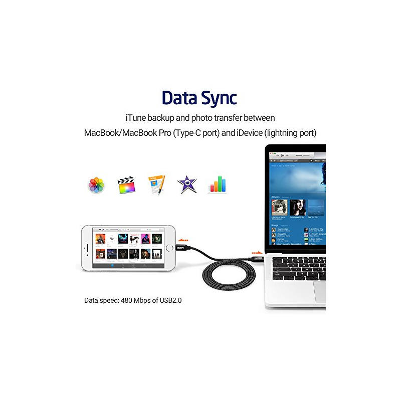 Cablu de date ESR Type-C-Lightning 1M 2.4A Rosu