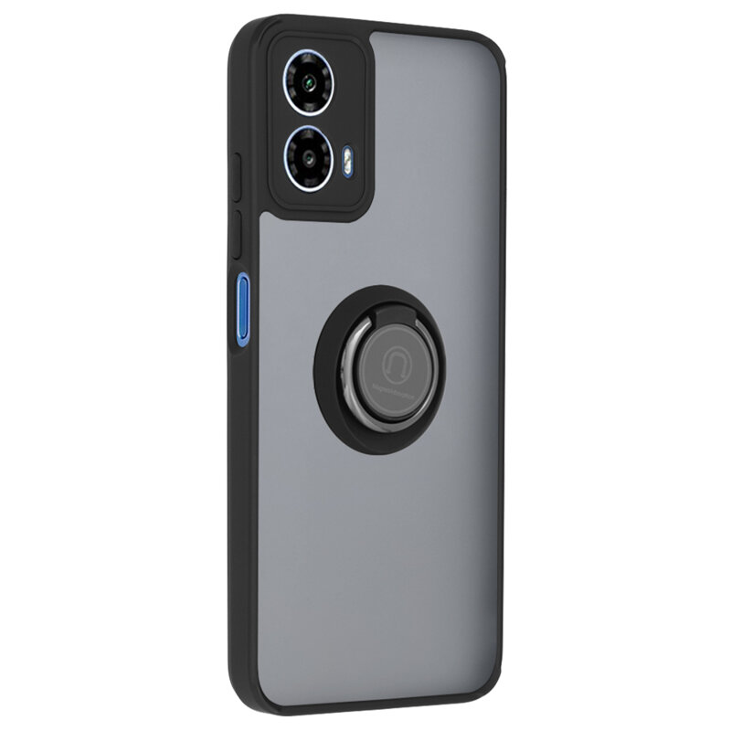 Husa Motorola Moto G34 Techsuit Glinth cu inel suport stand magnetic, negru
