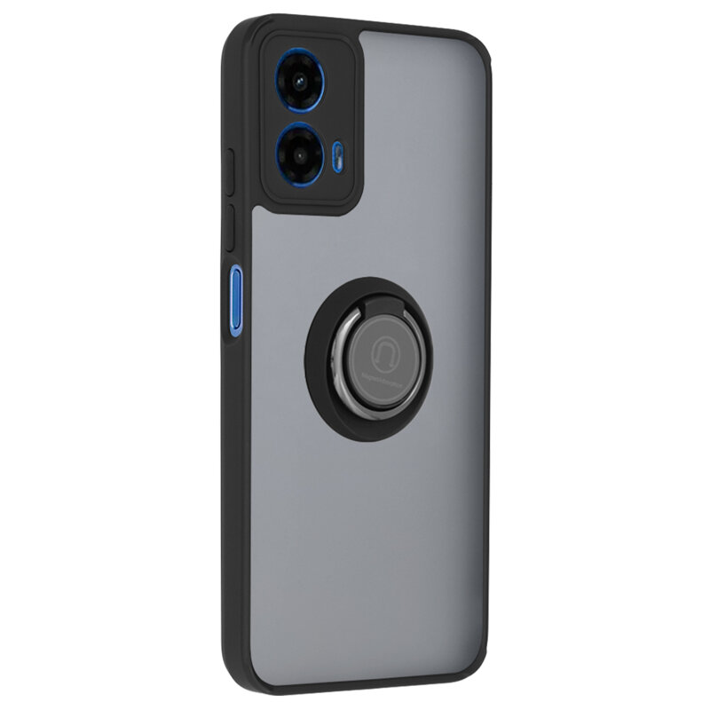 Husa Motorola Moto G45 Techsuit Glinth cu inel suport stand magnetic, negru