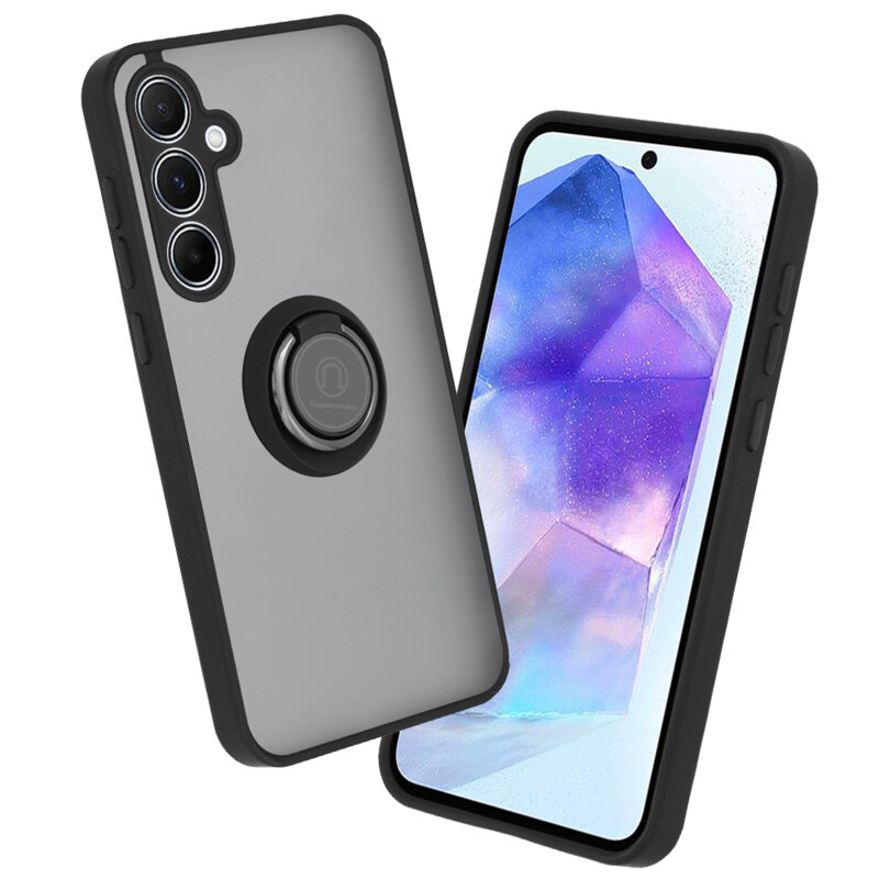 Husa Samsung Galaxy A55 5G Techsuit Glinth cu inel suport stand magnetic, negru