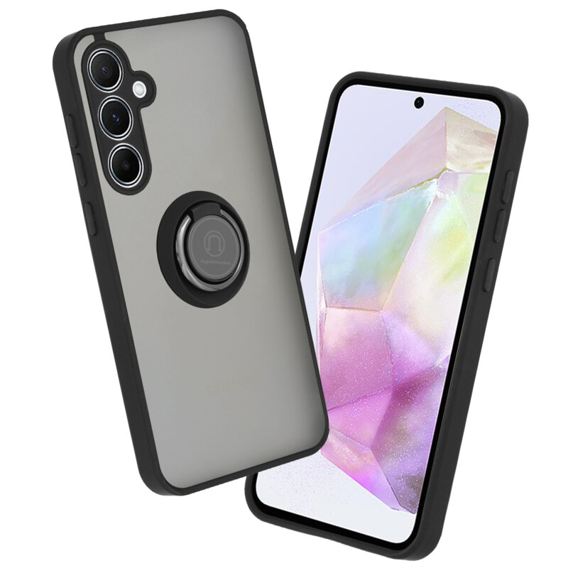 Husa Samsung Galaxy A35 5G Techsuit Glinth cu inel suport stand magnetic, negru