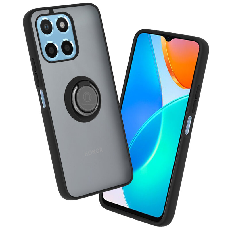 Husa Honor X6 Techsuit Glinth cu inel suport stand magnetic, negru