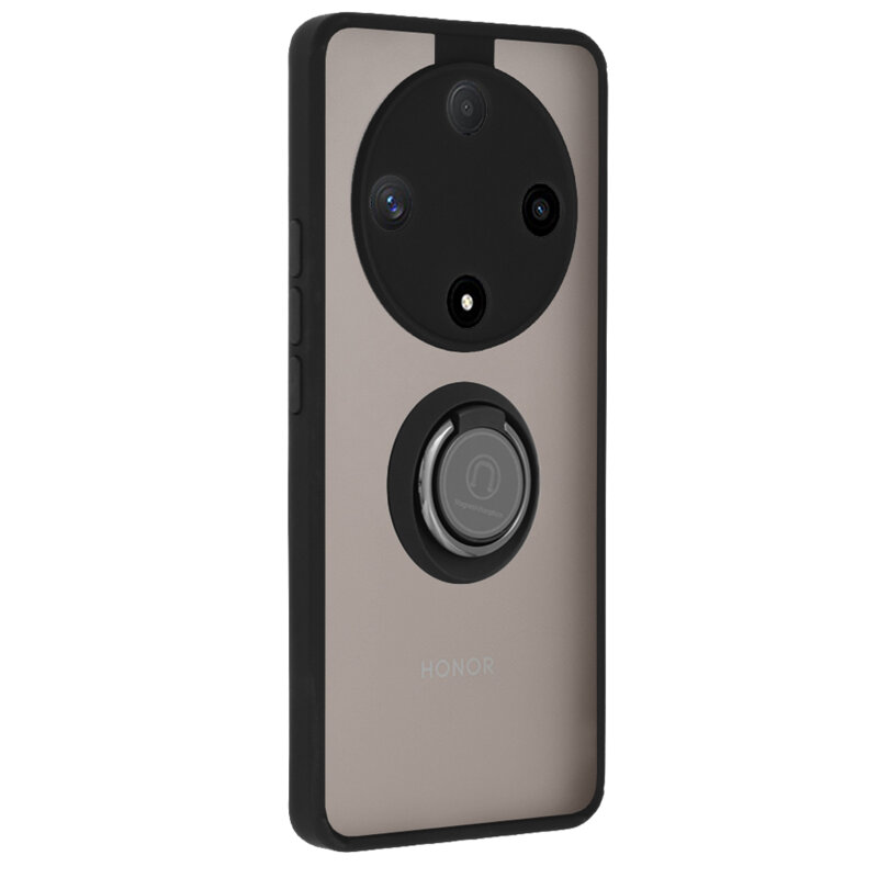 Husa Honor Magic6 Lite Techsuit Glinth cu inel suport stand magnetic, negru