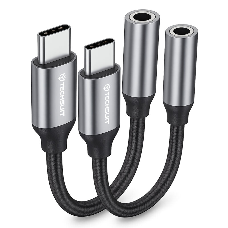 [Pachet 2x] Set adaptoare audio premium Type-C Techsuit FuseXound AC12