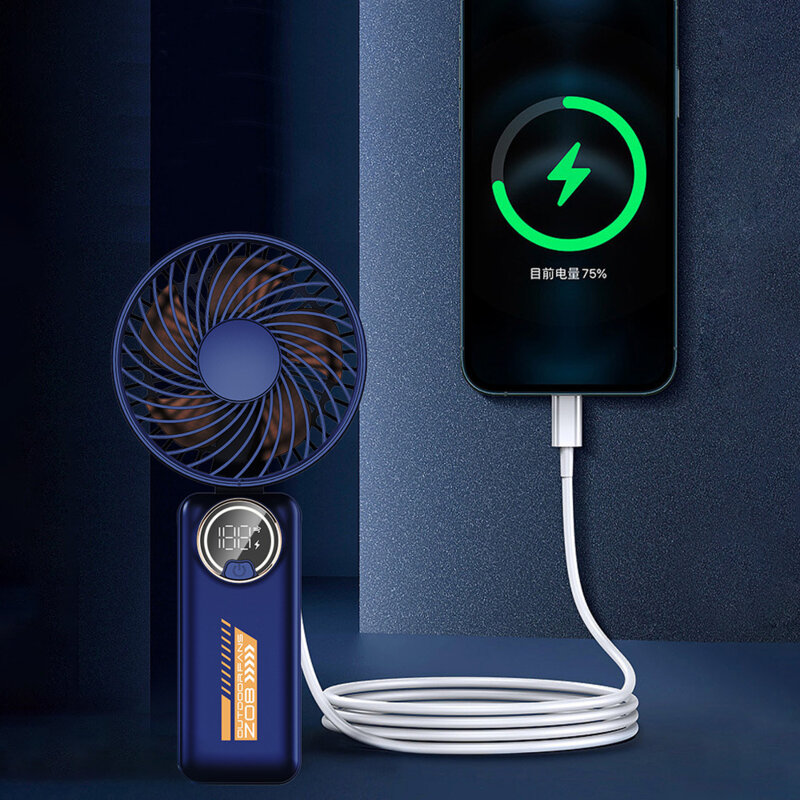 Ventilator de mana portabil premium Type-C Techsuit Z8, alb