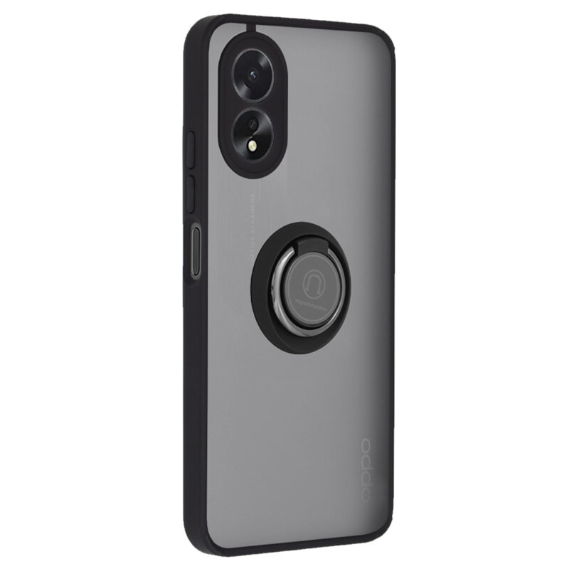 Husa Oppo A18 Techsuit Glinth cu inel suport stand magnetic, negru
