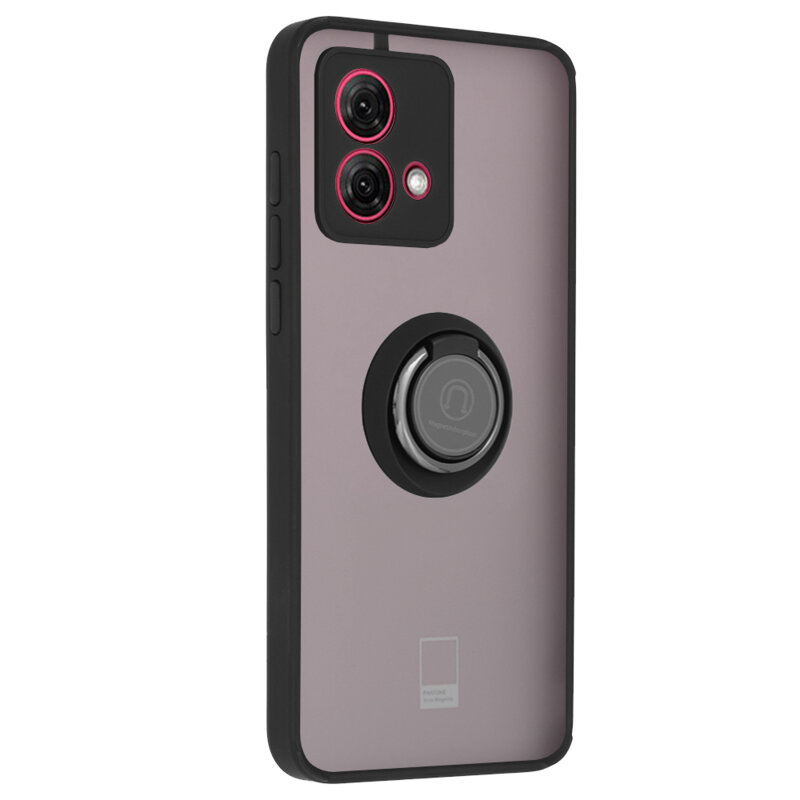 Husa Motorola Moto G84 Techsuit Glinth cu inel suport stand magnetic, negru