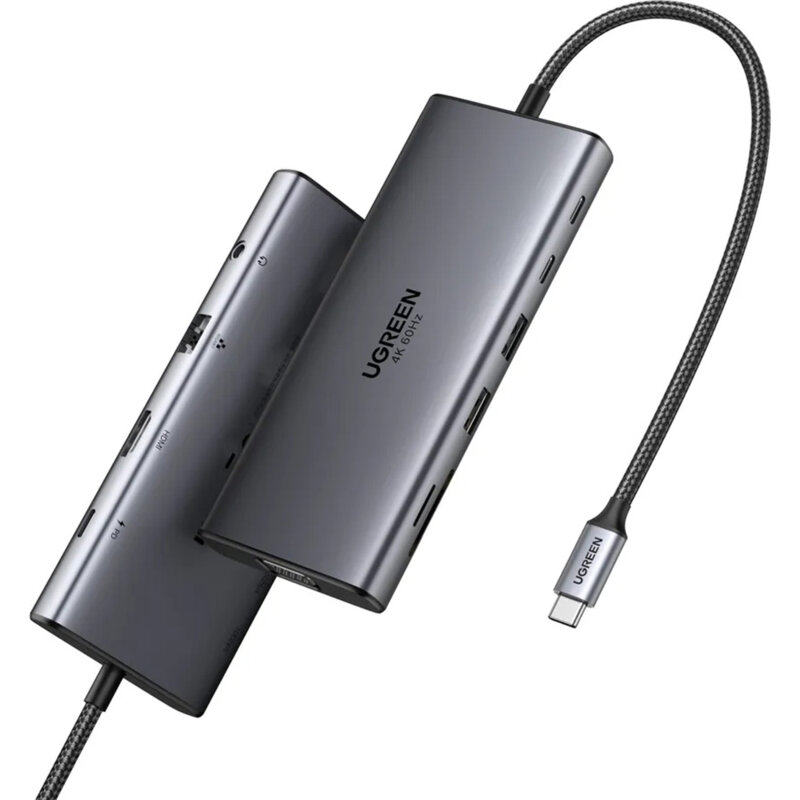 Hub USB-C la 3x Type-C, 2x USB, HDMI, VGA, RJ45, SD/TF Card, Jack 3.5mm Ugreen, 45520