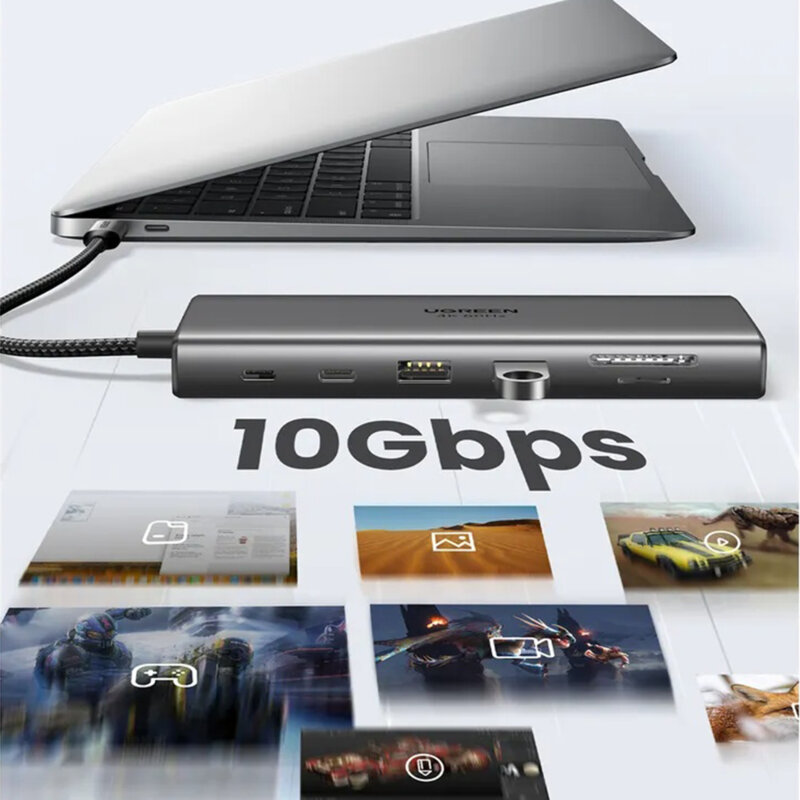 Hub USB-C la 3x Type-C, 2x USB, HDMI, VGA, RJ45, SD/TF Card, Jack 3.5mm Ugreen, 45520