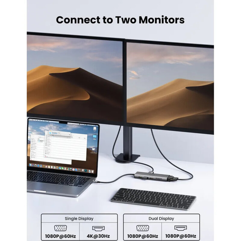 Hub USB-C la 3x Type-C, 2x USB, HDMI, VGA, RJ45, SD/TF Card, Jack 3.5mm Ugreen, 45520