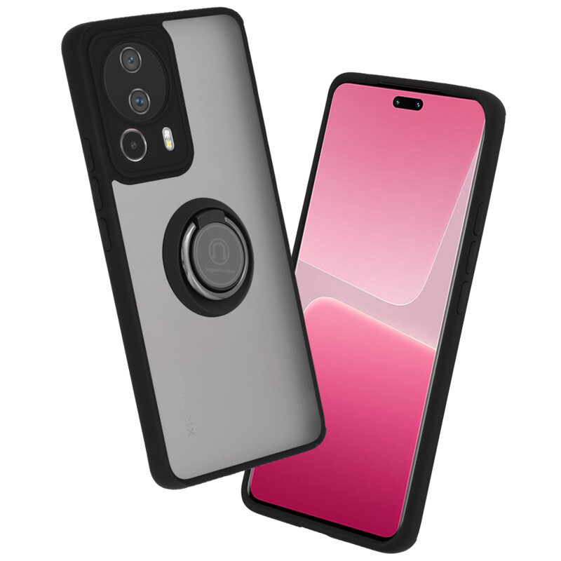 Husa Xiaomi 13 Lite Techsuit Glinth cu inel suport stand magnetic, negru