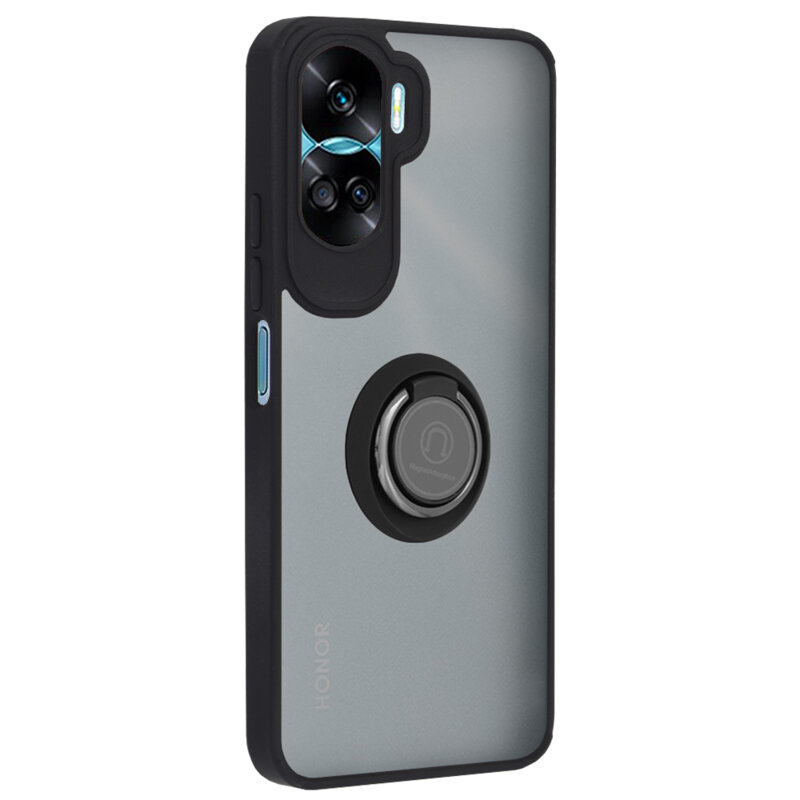 Husa Honor 90 Lite Techsuit Glinth cu inel suport stand magnetic, negru