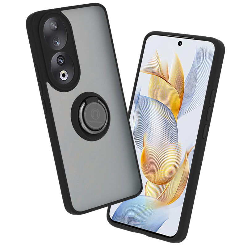 Husa Honor 90 Techsuit Glinth cu inel suport stand magnetic, negru