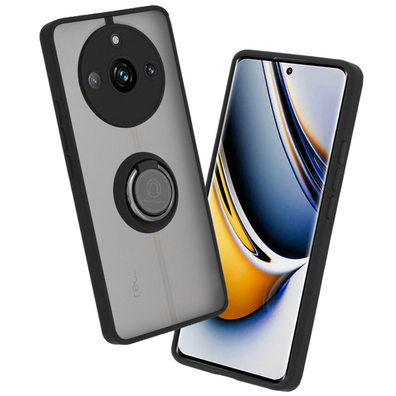 Husa Realme 11 Pro+ Techsuit Glinth cu inel suport stand magnetic, negru
