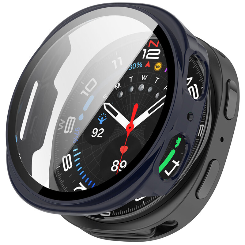 [Pachet 360°] Husa + folie Samsung Galaxy Watch8 44mm Techsuit Defense, bleumarin