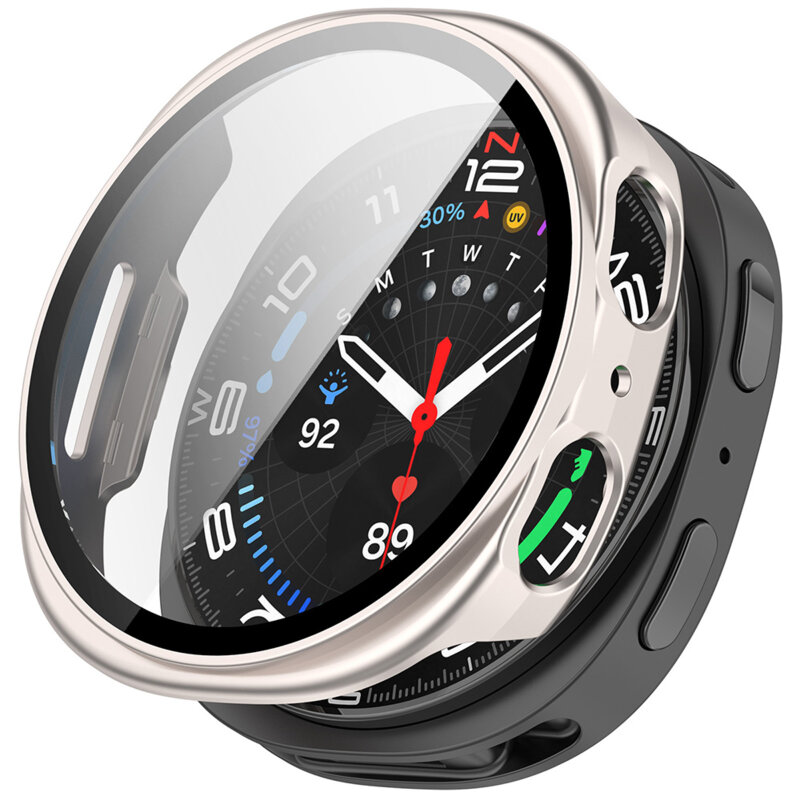 [Pachet 360°] Husa + folie Samsung Galaxy Watch8 44mm Techsuit Defense, metalic