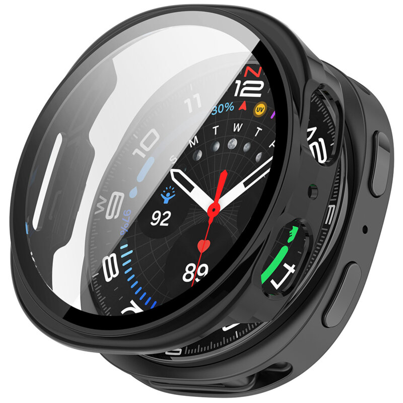[Pachet 360°] Husa + folie Samsung Galaxy Watch8 44mm Techsuit Defense, negru mat