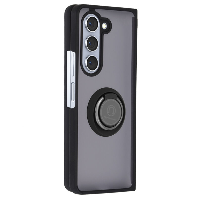 Husa Samsung Galaxy Z Fold5 Techsuit Glinth cu inel suport stand magnetic, negru