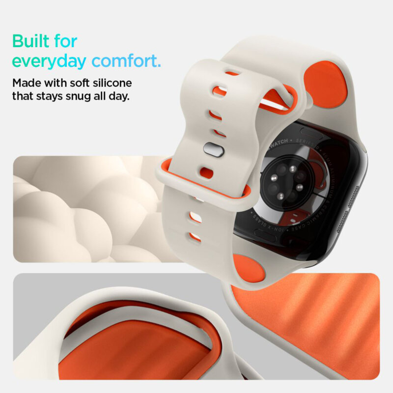 Curea Apple Watch 1 38mm Spigen Nano Pop, bej / portocaliu