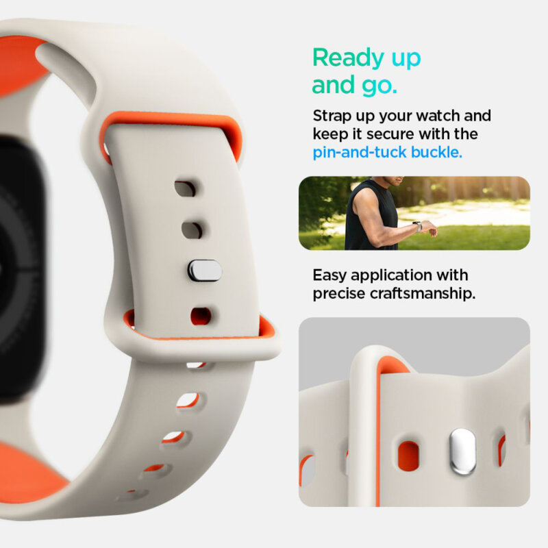 Curea Apple Watch 1 38mm Spigen Nano Pop, bej / portocaliu