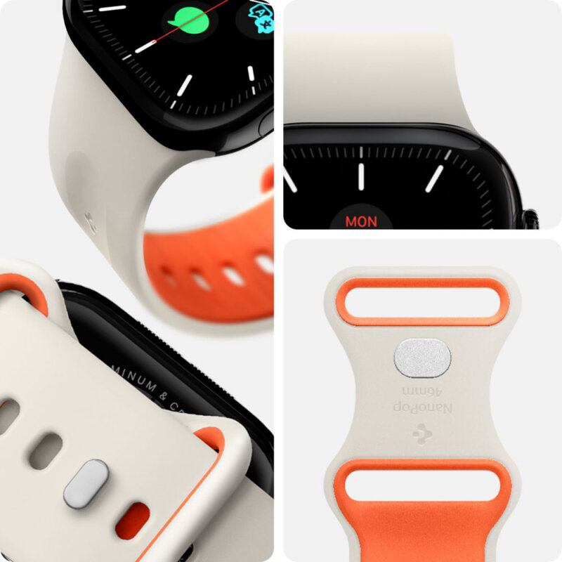 Curea Apple Watch 8 41mm Spigen Nano Pop, bej / portocaliu
