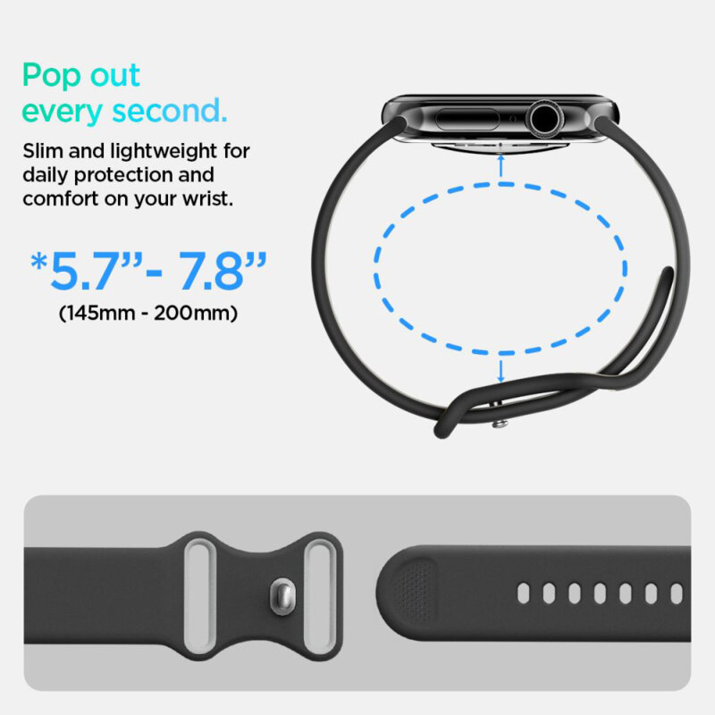 Curea Apple Watch 7 45mm Spigen Nano Pop, negru