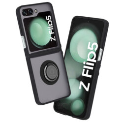 Husa Samsung Galaxy Z Flip5 Techsuit Glinth cu inel suport stand magnetic, negru