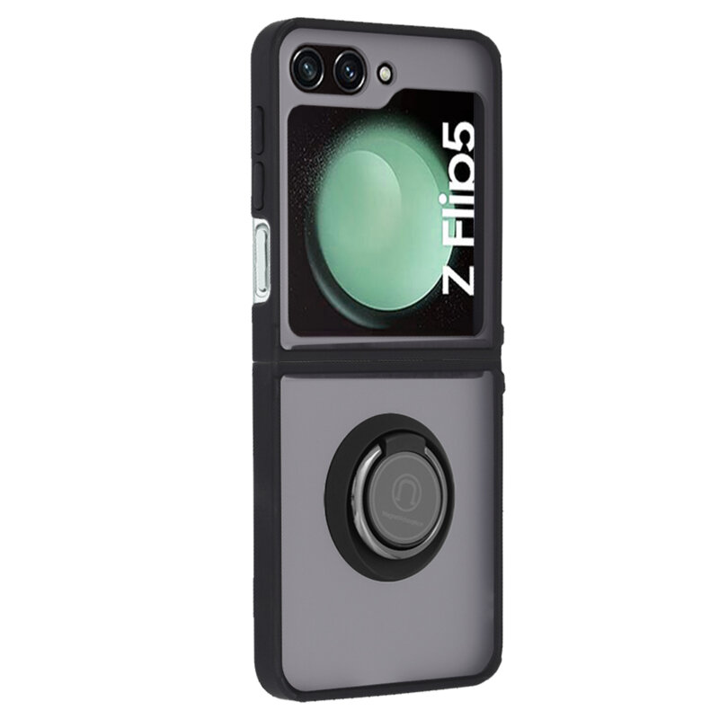 Husa Samsung Galaxy Z Flip5 Techsuit Glinth cu inel suport stand magnetic, negru