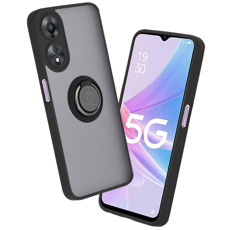 Husa Oppo A78 5G Techsuit Glinth cu inel suport stand magnetic, negru