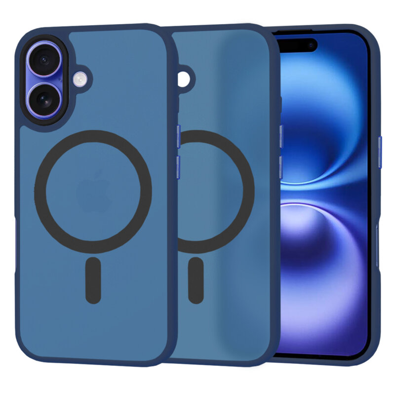 Husa iPhone 16 Techsuit HaloFrost MagSafe Series, bleumarin
