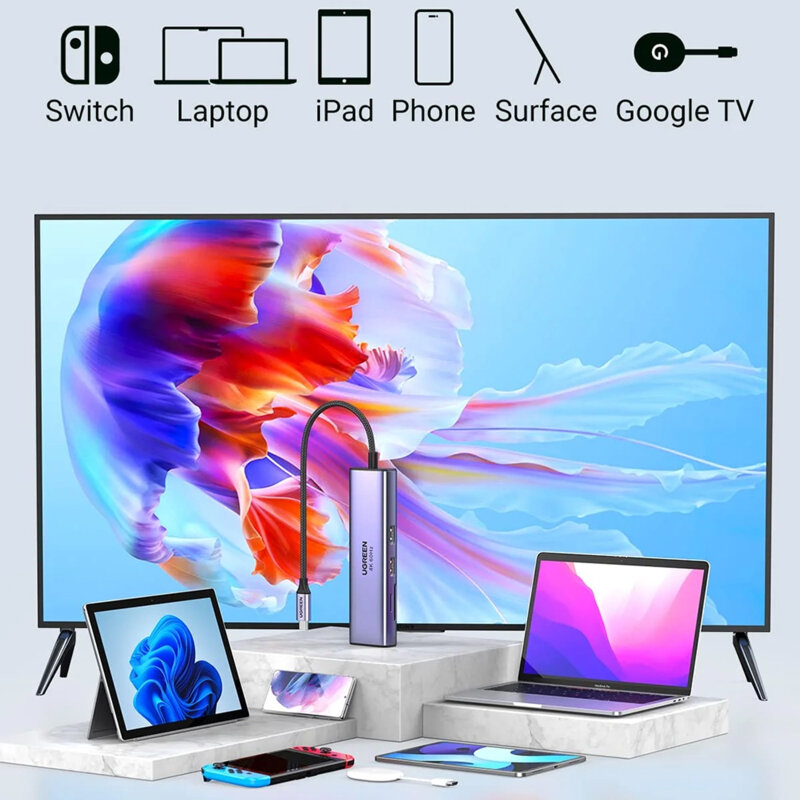 HUB 7in1 Type-C la USB, HDMI, Ethernet, SD/TF Ugreen, 0.2m, 60515