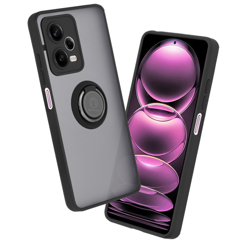 Husa Xiaomi Redmi Note 12 Pro 5G Techsuit Glinth cu inel suport stand magnetic, negru