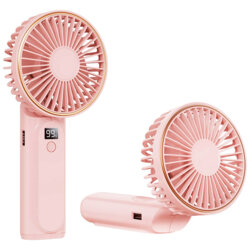 Ventilator de mana portabil premium Type-C Techsuit M12, roz