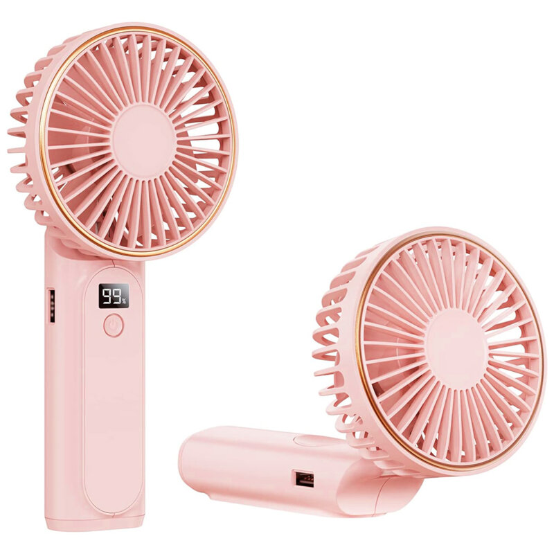 Ventilator de mana portabil premium Type-C Techsuit M12, roz