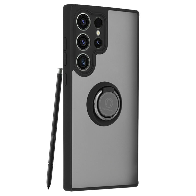 Husa Samsung Galaxy S23 Ultra Techsuit Glinth cu inel suport stand magnetic, negru
